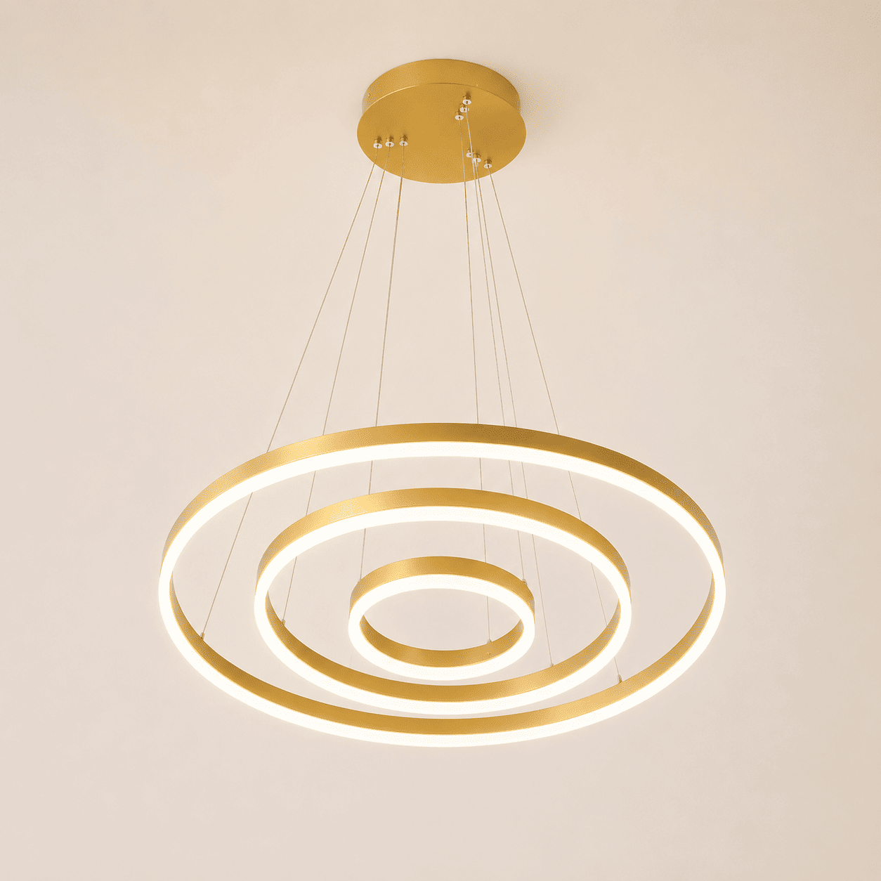 Lámpara Led 3 Aros Dorados